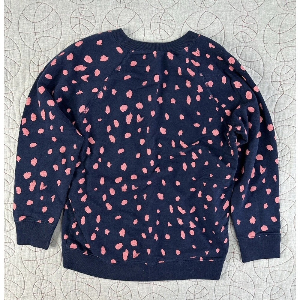 J Crew Cotton Terry Crew Sweatshirt Painter's Leopard Print Pink Navy / Medium - Picture 3 of 5